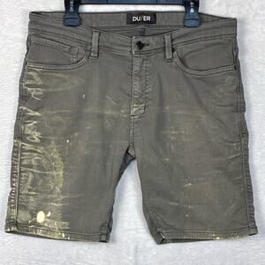DU/ER N2X Shorts Men 36 Gray Thrashed Distressed Messenger Punk Stretch Slim